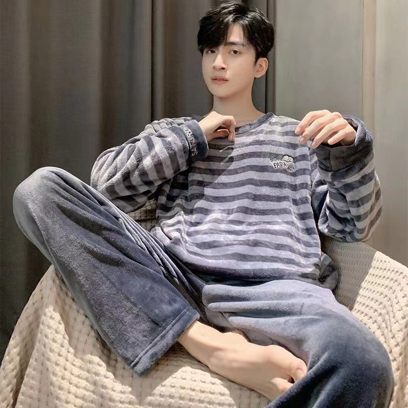 Bộ Đồ Ngủ Flannel Nam Lông Cừu Lót Hoạt Hình Thường Ngày Ấm Bộ Đồ Ngủ