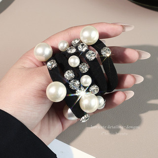 Dây buộc Tóc Ngọc Trai Rhinestone cao cấp phụ kiện tóc đầu bóng thấp mẫu mới 2024 cho nữ dây buộc tóc buộc đuôi ngựa DEYF