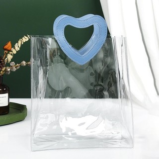 AllGIFT Túi Tote, Túi Mua Sắm Trong Suốt PVC, Tay Cầm Hình Trái Tim Thiết Thực Túi Bảo Quản Chống Thấm Nước