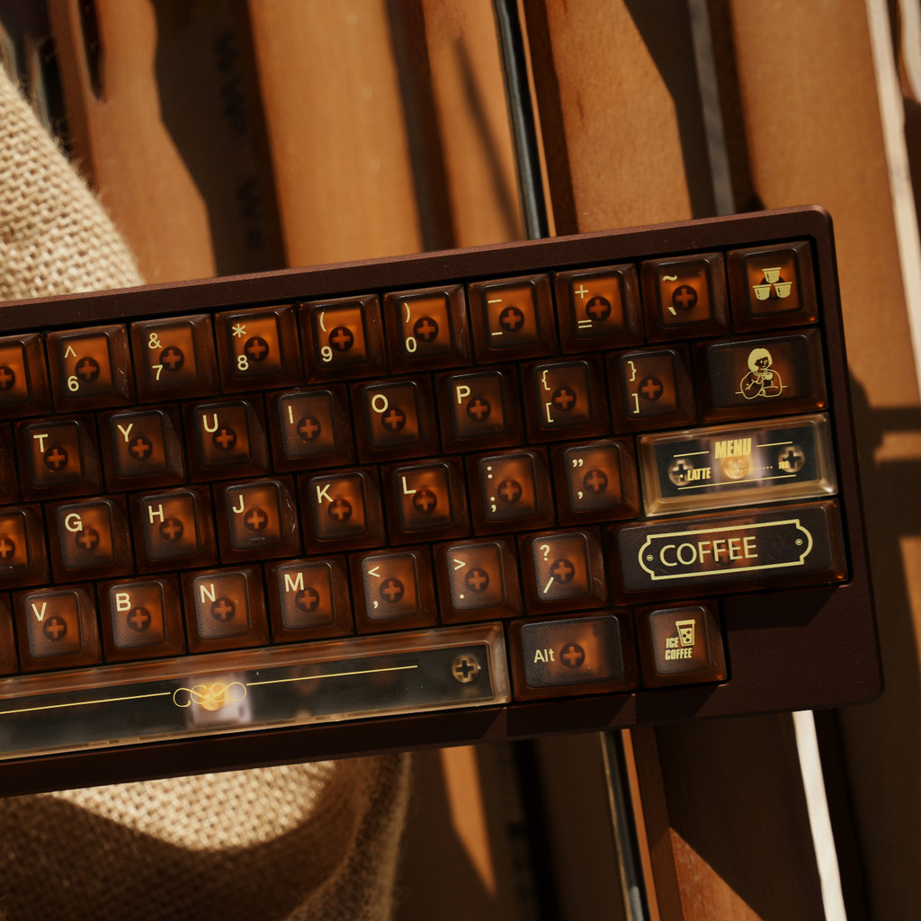 Keygenius Coffee House Keycaps Foggy Transparent Brown PC Cherry Profile keycap set cho bàn phím cơ | BigBuy360 - bigbuy360.vn