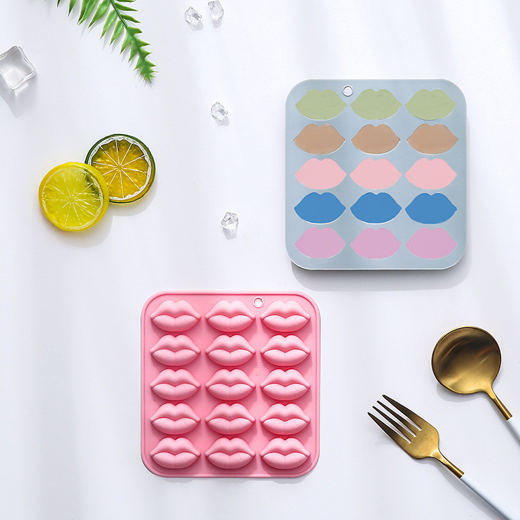 15 Khoang Môi Mô Hình Khuôn Silicon Ngày Lễ Tình Nhân Series Bánh Sô Cô La Khuôn Fondant Thạch Epoxy Khuôn DIY Dụng Cụ