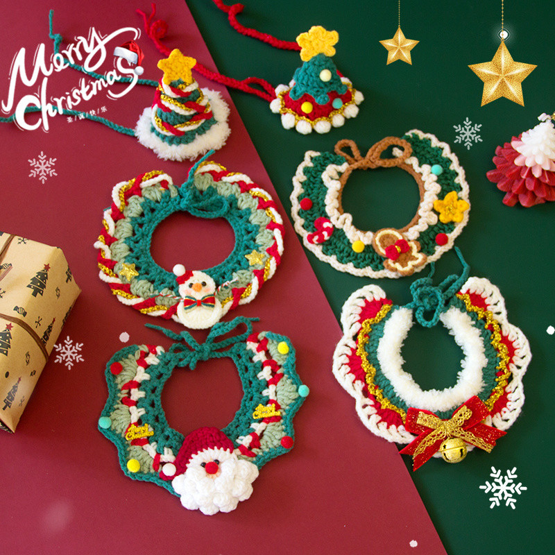 Giáng Sinh Năm Mới Mèo Quần Áo Chó Handmade Len Khăn Cổ Trang Trí Thú Cưng