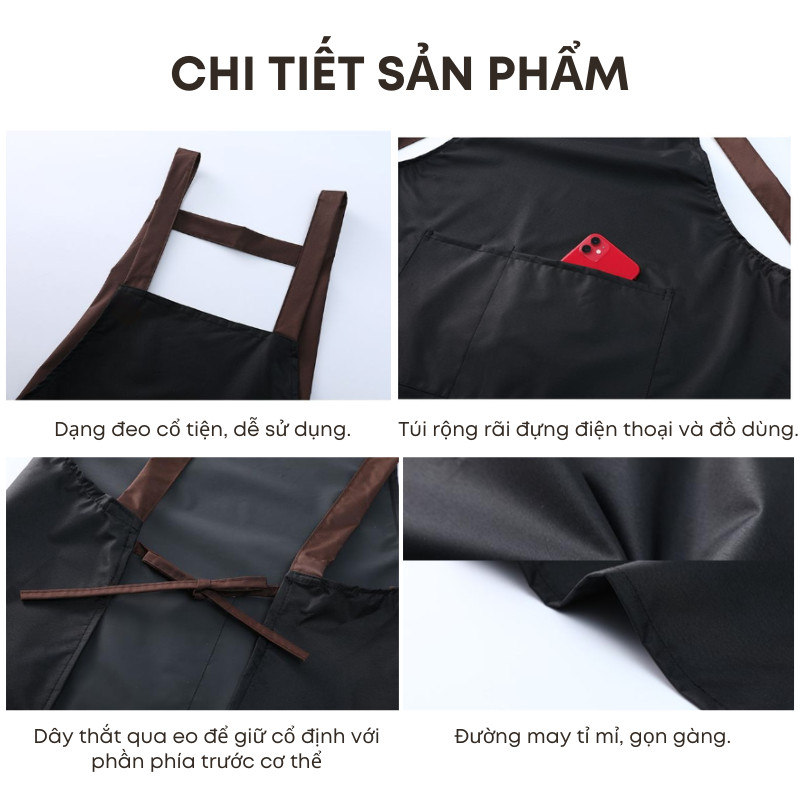 Tạp Dề Chống Thấm Nước Chống Bám Dầu Có Túi Lớn - Tạp Dề Nấu Ăn Nhà Bếp Cho Nam Nữ | 203