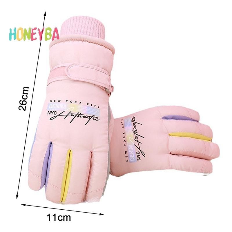 < Honeyba > Găng tay trượt tuyết ấm áp mùa đông dành cho nữ Găng tay thể thao trượt tuyết chống gió chống thấm nước Găng tay đi xe đạp màn hình cảm ứng dày