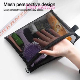 Megoce Trang điểm, Túi đựng mỹ phẩm lưới màu đen, Túi xách có dây kéo Túi đựng trong suốt Du lịch