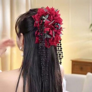 Móng Vuốt Tóc NCE Tua Rua Bốn Hoa và Ngọc Trai Cá Mập, Phù Hợp Cho Bé Gái