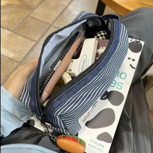 Mới Denim kitty Hộp Đựng Bút Chì Hoạt Hình Dễ Thương Văn Phòng Phẩm Hộp Bảo Quản Di Động Dung Tích Lớn Hộp Đựng Bút Chì