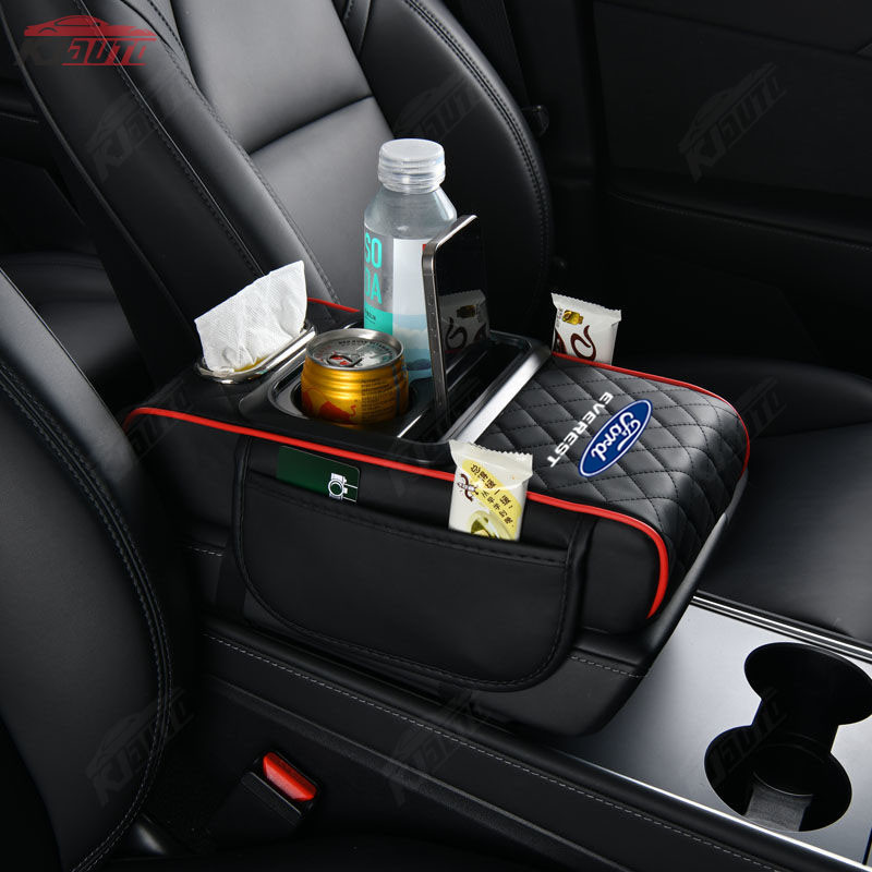 Ford Everest Xe Tay Hộp Chiều Cao Miếng Lót Da Trung Tâm Túi Bảo Quản Cốc Nước