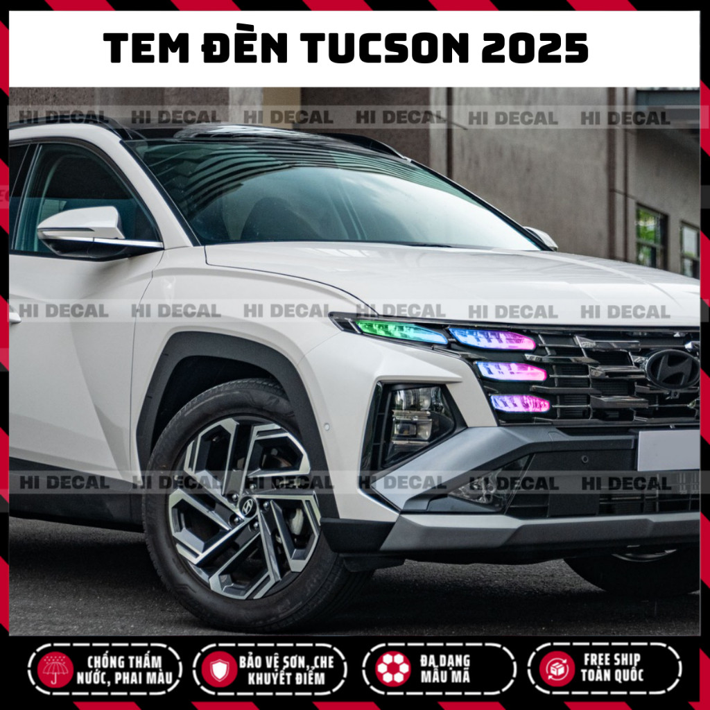 Tucson 2025 Tem dán đèn Tucson 2025 facelift, đổi màu đèn xe mới nhất tem trang trí dán đèn xe chống nước bền màu