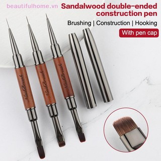 [Beautifulhome] Bút keo dán móng tay hai đầu bằng gỗ đàn hương UV Gel Brush Nail Art Painting Extension Gel Nail Line Brush Dụng cụ làm móng tay [làm đẹp]