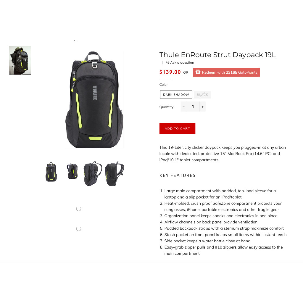 Balo du lịch ngày Thule EnRoute Strut 19L