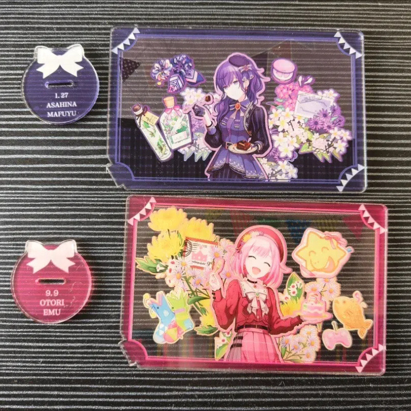 Project SEKAI Chân đế Acrylic lấy cảm hứng từ sân khấu đầy màu sắc - Với Ema Hiragi & Mashiro Oto - Trang trí máy tính để bàn dễ thương & chất lượng cao
