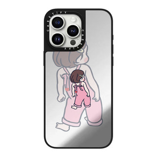 Pink backed girl Glass Hard Phone cho iPhone 17 Pro Max 16 Plus 15 14 13 12 11 Ốp lưng bọc hoàn toàn Vỏ Acrylic phía sau chống sốc