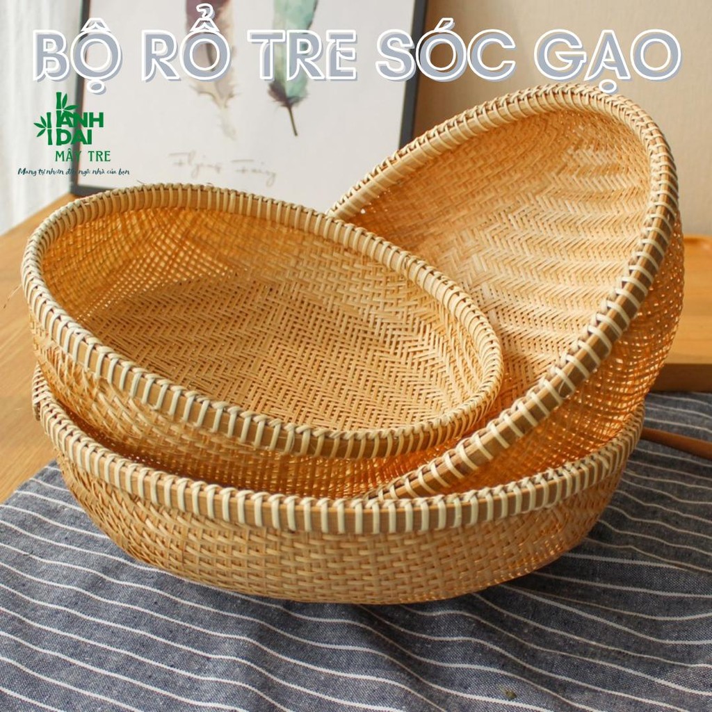 Bộ Rổ Tre Sóc Gạo, Rá Vo Gạo Bằng Tre, Hàng Đan Kĩ Loại 1, Tre Dẻo và ...