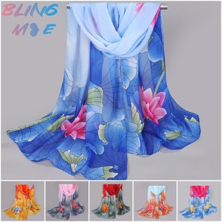 Màu Nước Họa Tiết Hoa Sen Voan Chất Liệu Thoáng Khí Phong Cách Quốc Gia Thiết Kế Du Lịch Chống Nắng Khăn Choàng Mùa Hè Mỏng Phong Cách