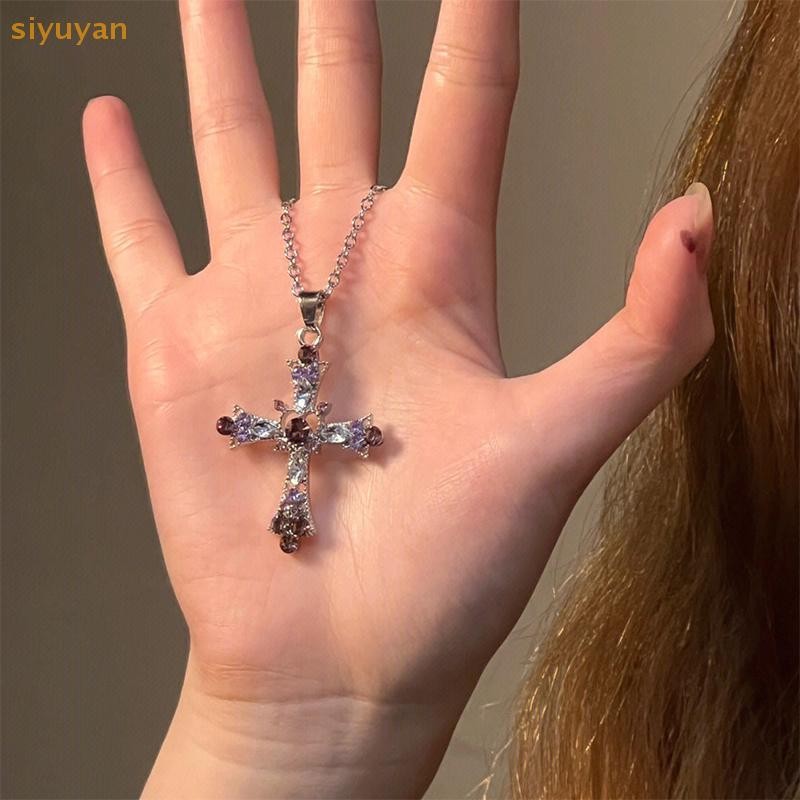 Siyuyan Thời Trang Châu Âu Và Mỹ Pháp Zircon Chữ Thập Mặt Dây Chuyền Vòng Cổ Ánh Sáng Sang Trọng Đơn Giản Cá Tính Vòng Cổ Cho Nữ Trang Sức VN