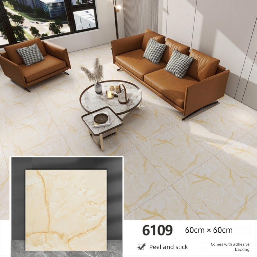 Gạch Vinyl Đá Cẩm Thạch SHUPUN, Miếng Dán Sàn 60 * 60cm Chống Thấm Nước, Miếng Dán Tường PVC Tự Dính Chống Mài Mòn Đơn Giản Trang Trí Văn Phòng Tại Nhà