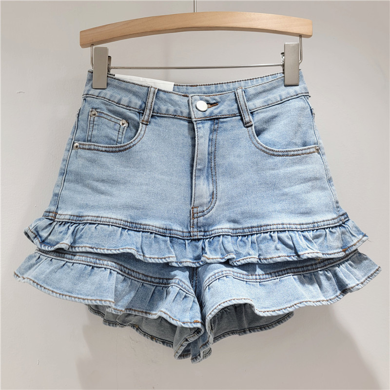 Phiên Bản Hàn Quốc Ngọt Ngào Nấm Cạnh Quần Short Denim Nữ Mùa Hè Siêu Đẹp Co Giãn Tất Cả Trận Đấu Cao Cấp Ôm Hơn Nhìn
