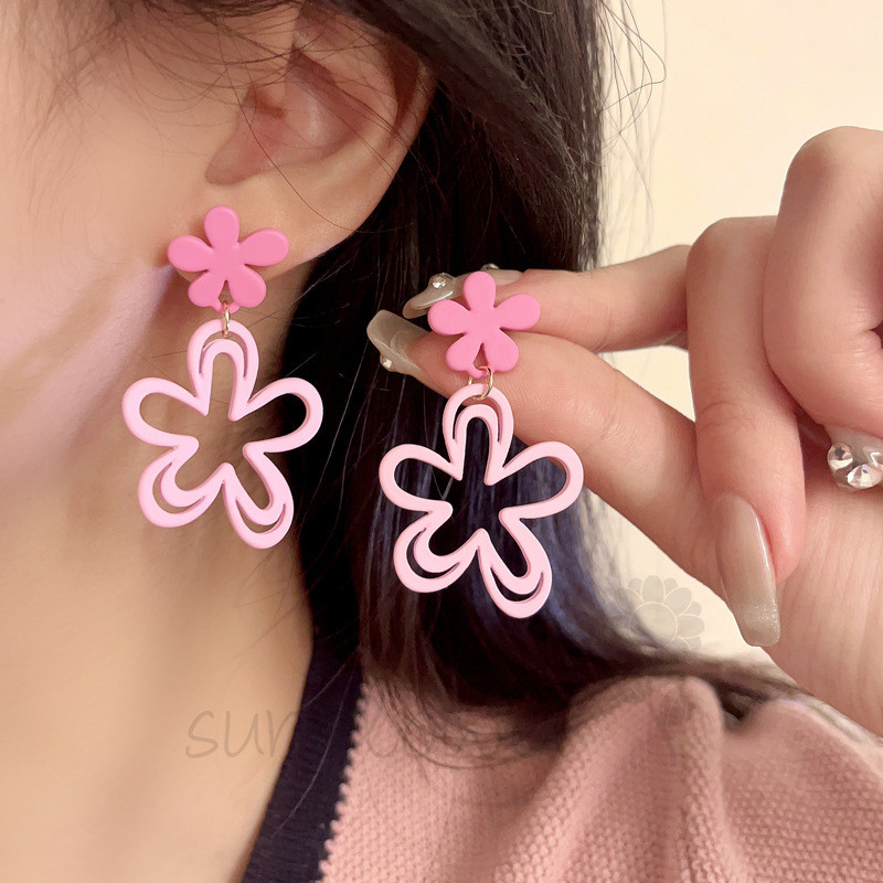 [hướng dương] Bông tai hoa rỗng Dopamine Sweet Fresh