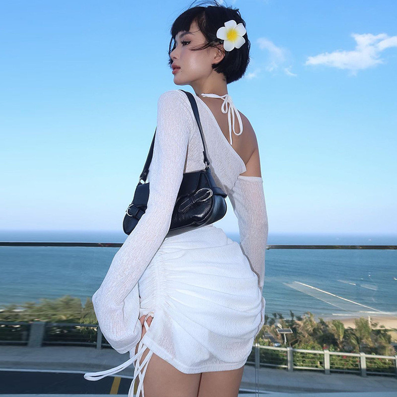 Châu Âu Bikini & Váy Ngắn Gợi Cảm Hở Lưng Tay Dài