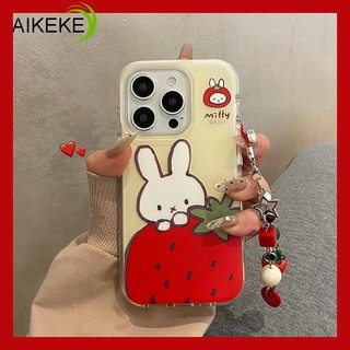 Vỏ Thỏ Dễ Thương Cho OnePlus 13 12 11R 10R 10T Ace 5 3 2 Pro 2V Đua Xe Dễ Thương Vòng Tay Dâu Tây Vỏ Điện Thoại Vỏ Dâu Tây Kem Trắng Trong Suốt Ốp Lưng