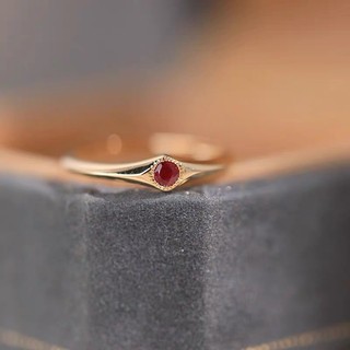 Nhẫn S925 giả đá quý nữ, thiết kế retro cổ điển, có thể điều chỉnh, đá garnet/ruby, phong cách hàng ngày