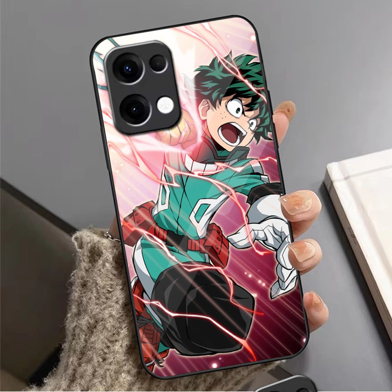 Ốp điện thoại kính My Hero Academia Deku Bakugou cho Oppo A54 A74 4G A79 5G A94 A3X Reno 11 12 13 11F 12F 13F 10 8