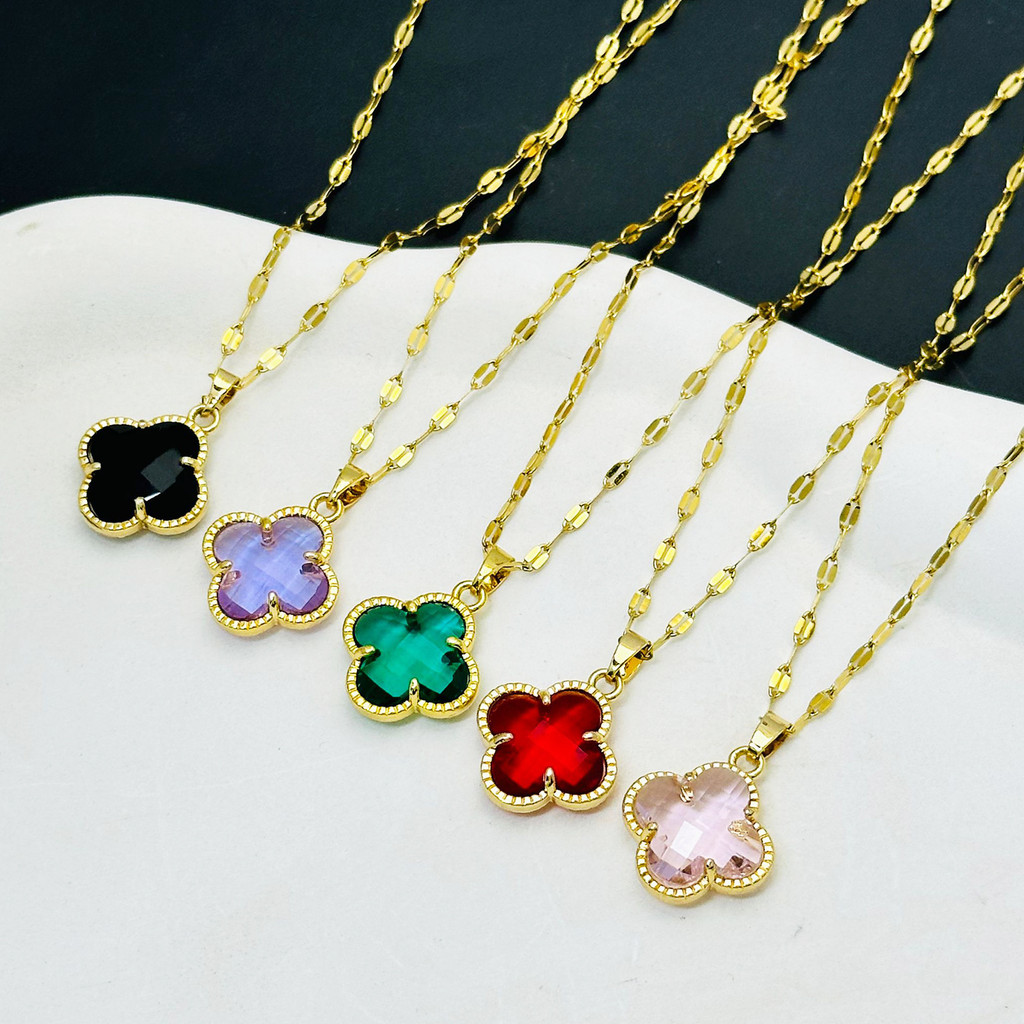 Vòng cổ cỏ ba lá bốn lá thời trang 18K mạ vàng chống thấm nước không phai màu Mặt dây chuyền nữ phù hợp