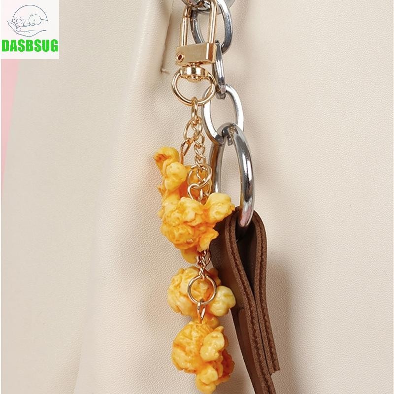 DASBSUG Móc khóa bỏng ngô sống động Mặt dây chuyền chìa khóa thanh lịch quyến rũ cho những người yêu thích phim và sinh viên
