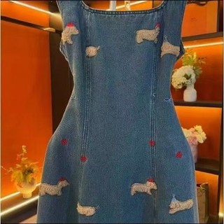 Chó Con Thêu Áo Vest Váy Denim Hoạt Hình Hàng Hóa Mùa Hè Plus Kích Thước Mỏng Hơn