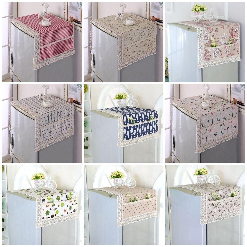 HAPPYNOOK 1 Tấm Che Bụi Tủ Lạnh, 55x120cm Có Túi Bảo Quản Vải Tủ Lạnh, Khăn Máy Giặt Vải Lanh Cotton Chống Bụi