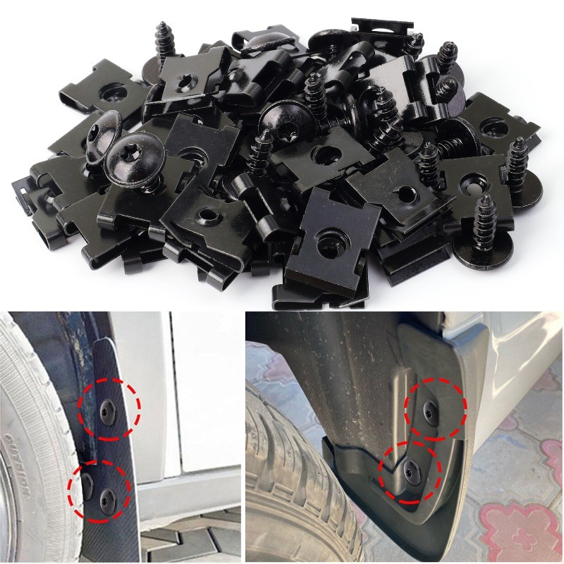 10 Bộ Kẹp Xe Chống Rỉ Bền Đẹp - Miếng Đệm Kim Loại Loại U Đa Năng Có Ốc Vít Tự Bắt