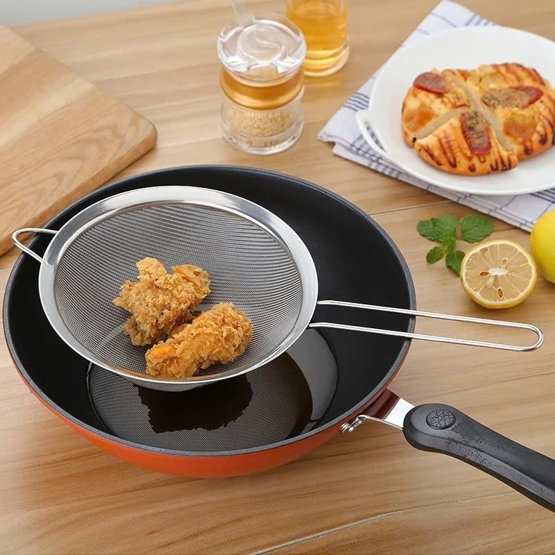 Vợt Rây Lọc Lưới Inox Có Cán (7cm - 20cm) | Lọc Mịn, Chất Liệu Bền Bỉ