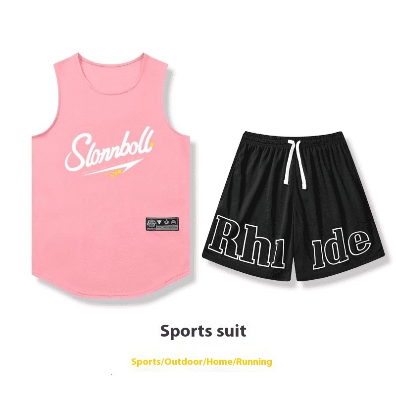 ThaliaWisp Nam Chạy Bộ Thể Thao In Áo Không Tay Tank Top Quần Short Hai Mảnh Bộ Đồ Lưới Khô Nhanh