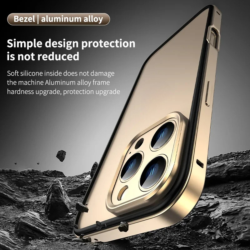 Bảo Vệ Camera + Khung Silicon Lai Nhôm Kim Loại Ốp Lưng Điện Thoại iPhone 17 16 Pro Max 15 14 13 Ốp Lưng Nhiệt Tốt Hơn