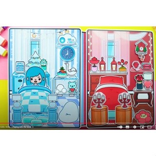 Đồ chơi giấy Ngôi nhà búp bê Frozen and Fỉre toca boca đồ chơi thủ công DIY