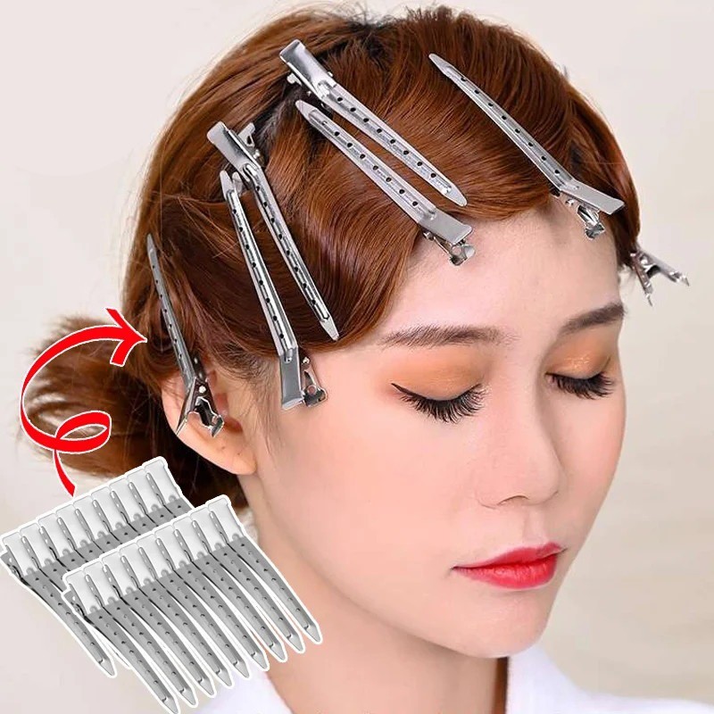 10 / 20 / 30 Chiếc Kẹp Tóc Hóa Đơn Vịt Bạc / Kẹp Uốn Cá Sấu Kim Loại Cho Nữ Tạo Kiểu Tóc