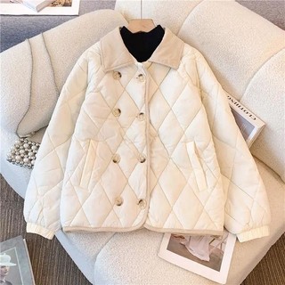 Xiaoxiang Phong Cách Tím Xuống Đệm Áo Khoác Nữ Thu Đông Ngắn Ve Áo Nhỏ Kim Cương Đệm Áo Khoác
