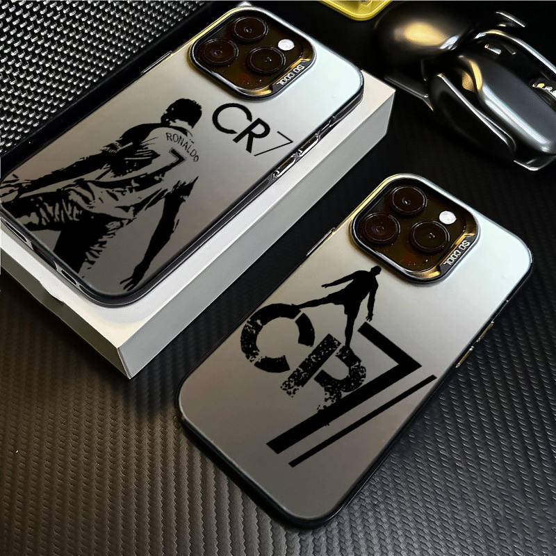 Vỏ Tương Thích Cho iPhone16 15 14 13 12 11 Pro Max Cho iPhone XS Max X XR 8 7 Plus SE2020 2022 Mr Football C-cR7-R-Ronaldos IMD Vỏ Chống Sốc Cứng Kim Loại