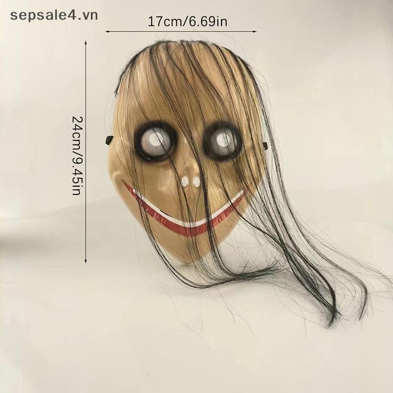 B&N  Halloween Kinh dị với mặt nạ tóc dài Mặt nạ ngộ nghĩnh Mặt nạ miệng hình chữ V Mặt nạ MoMo.