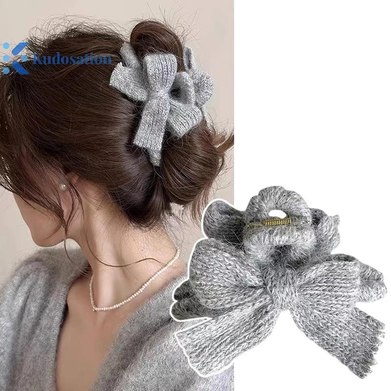 Kudosation Dệt Kim Nơ Tóc Vuốt Kẹp Chất Lượng Cao Handmade Dệt Sang Trọng Tóc Cua Kẹp Thu Đông Phụ Kiện Tóc