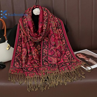 Kudosation Mùa Đông Cashmere Pashmina Khăn Choàng Nữ Quấn Ấm Áp Mùa Thu Khăn quàng cổ Thiết Kế In Hình Nữ Foulard Cotton Stoles Khăn quàng cổ