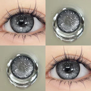 （-0°-600°）🌈ZM 🌈/Set 2 Kính Áp Tròng Màu tím/đen/xám thời trang contact lens hợp lệ 6 tháng YX118