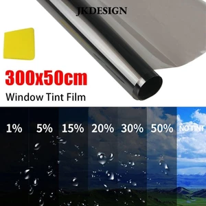 Jkdesign 1 Cuộn 50x3m Giấy Dán Xe Hơi, Phim Chống Nắng Chống Tia UV Cửa Sổ Tint, Khối UV Nhiệt Màu Đen Bền VLT 1% -50% Nhãn Dán Kính Chắn Gió