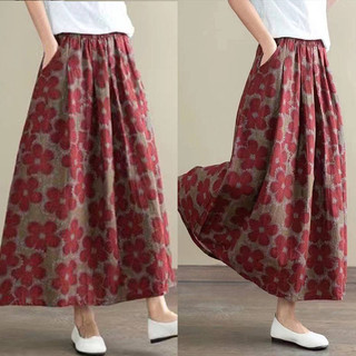 Hoa Nhỏ Nửa Chiều Váy Rời Xuân Hè Thu Mặc Trẻ Mẹ Cao Cấp Ôm Hơn Nhìn Chữ a Retro Co Giãn Eo Dài Váy