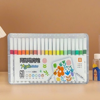 [60 màu Xịn] Bút Màu Acrylic Marker Cao Cấp Hộp Nhựa Xịn 3 Tầng Màu Sắc Tươi Sáng - Bút Lông Màu cho bé yêu