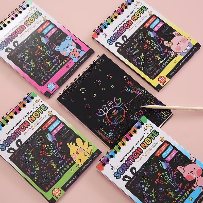 Diy Scratch Book Magic Coloring Vẽ Notebook Graffiti Tranh Giấy Đen DIY ...