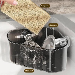 Kệ góc cốc hút phòng tắm SEYAWSON, Giá thoát nước bồn rửa xoay đa chức năng, Giá đỡ bọt biển treo tường tiện lợi chất lượng cao Phòng tắm