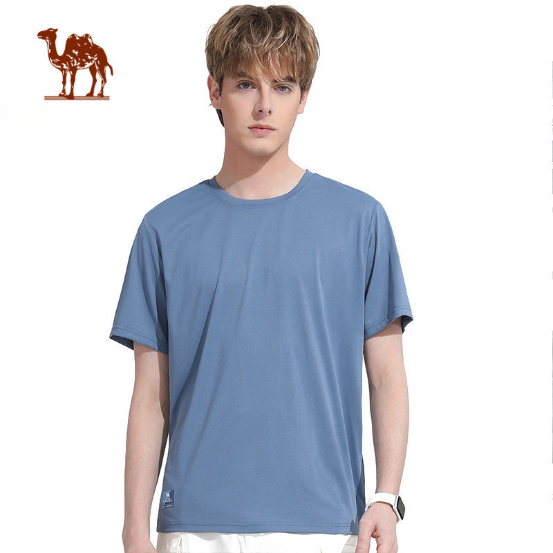 Ảnh Áo thun thể thao CAMEL CROWN tay ngắn cổ tròn màu trơn đơn giản cho nam 1