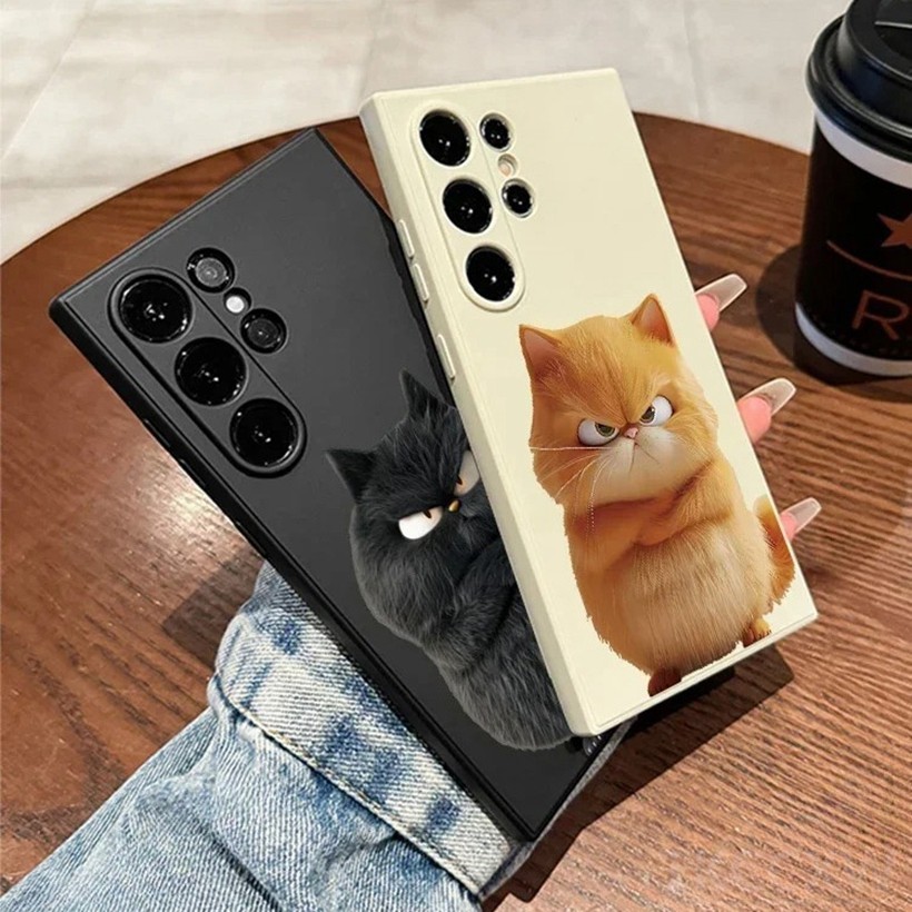 Ốp điện thoại mềm bảo vệ chống sốc hình mèo béo dễ thương thời trang ngộ nghĩnh cho Samsung S24 S23 S22 Plus Ultra S23 FE S21 FE S20 FE